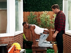 Guys with hot bodies bang in the backyard