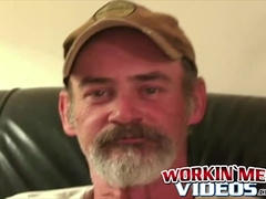 Sexy jerk off session with bearded old dude showing off