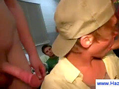 heterosexual boy gets his pecs spunked on