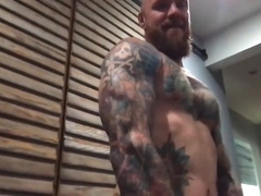 Tatted Bearded Muscle Step daddy Pumps Out A Load