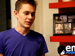 Young waiter seduces a twink into riding his hard cock