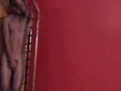 Black top whipping torment twink in cage and BDSM bondage