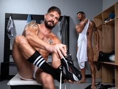 Rough gay sex after rough game in the locker room - Sean Maygers & Chris Damned