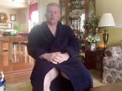 Disrobed daddy masturbating with an aneros