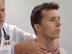 Pervert gay doctor touching younger man footage