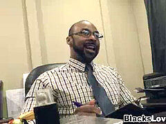 Buff white fellow rides black prick