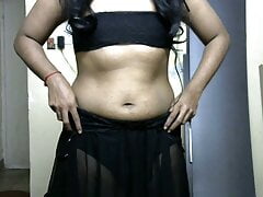 KRITHI Sensual Strip Tease in Black Lingerie, Indian Crossy