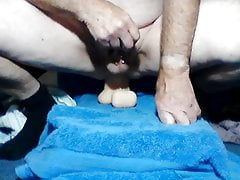 Eddy tries out his new dildo