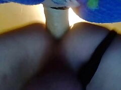 slutty cd in panties fucks 9 inch kingcock dildo