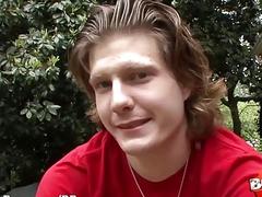 Shaggy-haired homo is the center of a dirty gangbang