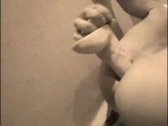 Big dildo balls deep in twink