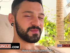 Handsome Latin Boy Swallows Strangers Jizz For Money