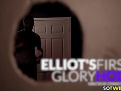 Elliot Finn experiences his first ever gloryhole and fucks hard