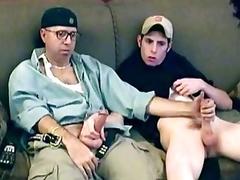 Nerdy gay dilf eats a fresh twink cock