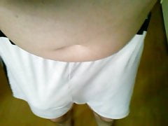 Me in Adidas  white black with white stripe football shorts
