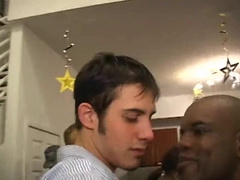 Watch this horny guy take a manhood in his throat and twink it off