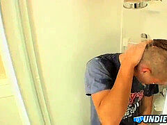 beautiful skater lad masturbating his stiff big dick in the shower