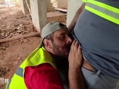 Construction employee only works after receiving milk from perspiring employees