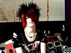 Interviewed emo twink masturbates on cam