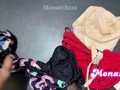 Solo wank with sister's sexy bra collection for some late-night pleasure