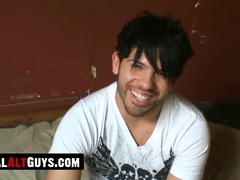 RealAltGuys.com - Good looking emo twink jacks off his hairy dick solo and shoots his load