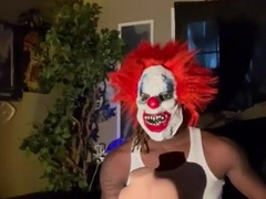 Scary clown tearing up pocket snatch