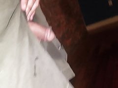 Walking around my building with my Bald tallywhacker peeing