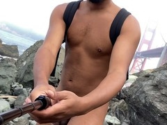 Playful, big floppy cock, outdoors