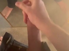 Masturbate off and jism dressed in denim