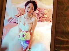 Cum tribute bride in her wedding dress with dirty talk
