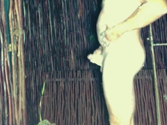 Jizz and urinate outdoors in the pool and douche