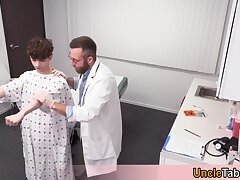Skinny and pale teen guy visits his doctor and after a full body examination he got fucked