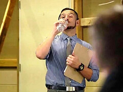 Two office workers want each other ass