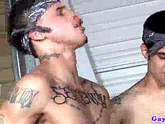 Muscular hairy men backside boinking jock