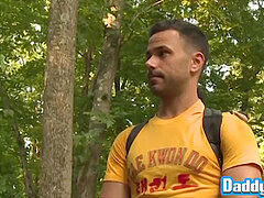 Army daddies teach junior dude by breaking in his asshole deep