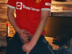 Young Boy In Adidas Tracksuit, Nike Briefs Football Top Cums His Load