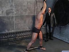 Bound hunk takes his Master's BDSM punishment