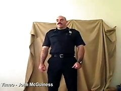 Mustache cop striptease