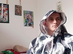 Insane otaku massages himself in front of the camera