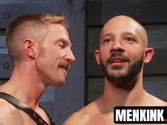 Dylan Strokes gets hot wax all over his chest before Adam Herst knocks down his ass