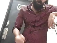 Bearded boy squirts his juice