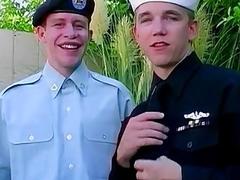 Military young men suck each other off and fuck hardcore