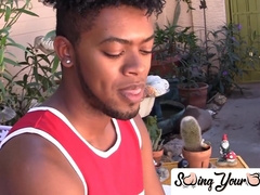 SwingYourBalls.com - Young ebony stud flaunts his balls and enjoys solo stroking