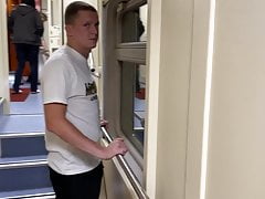 scally lad sucks dick in the train bathroom