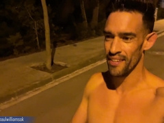 Risky nude walk around the city at night