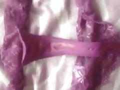 Middle aged man cumming in thongs 8