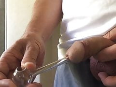 Fucking my Cock with glass pipe again