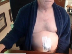 Horny Grandpa Wanking His Big Hard Cock