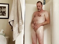 Sexy daddy strips, jacks, showers and fucks pussy PART 2