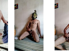 Three warriors in handjob